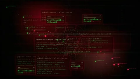 Packet Capture Network Security HUD Digital Data Background Stock Footage 335362538