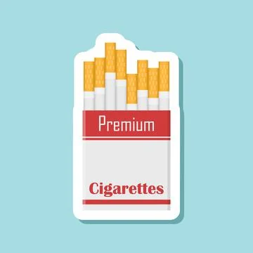 Packet of cigarettes sticker icon in flat style. Smoking vector illustratio.. Stock Illustration