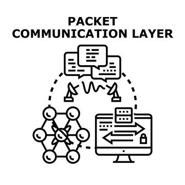 Packet communication layer data network transmitting information Stock Illustration