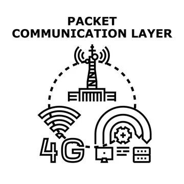 Packet communication layer technology vector graphic concept 库存插图