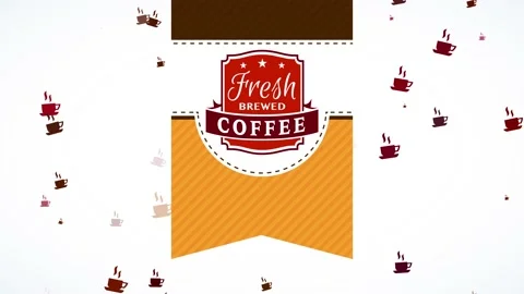 Packet medal pattern for fresh brewed coffee product from highly renowned cafe Stock Footage 130928882