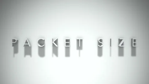Packet size 3D title animation with shadows on a white background Stock Footage 296929945