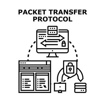 Packet transfer protocol concept for secure network data Stock Illustration