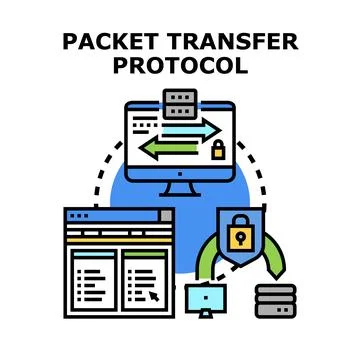 Packet transfer protocol concept for secure network data Stock Illustration