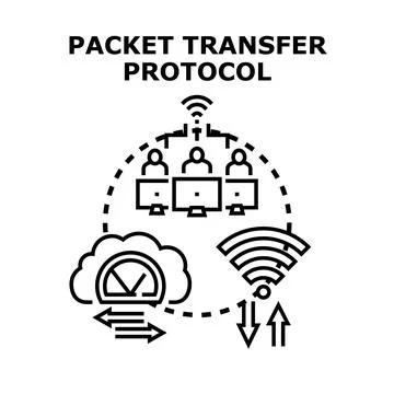 Packet transfer protocol facilitating data exchange network Stock Illustration