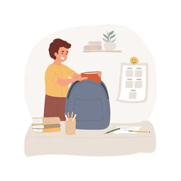 Packing a backpack isolated cartoon vector illustration. イラスト素材