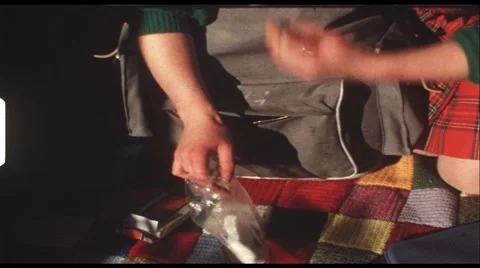 Packing backpack (vintage 8 mm amateur film) Stock Footage 1547259