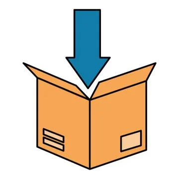 Packing box carton with arrow down Stockillustratie