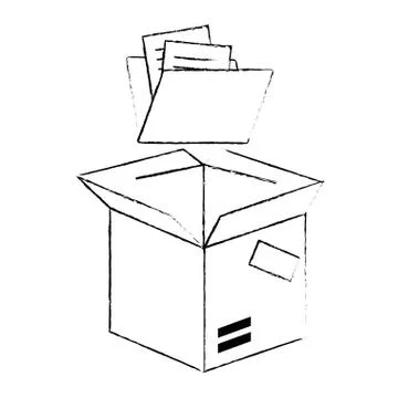 Packing box carton with folder Stock Illustration