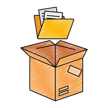 Packing box carton with folder Illustrazione stock