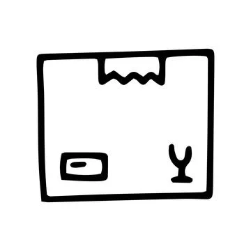 Packing box line vector doodle simple icon Illustrazione stock