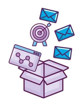 Packing box with target and envelopes Stock Illustration