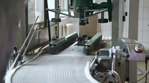Packing boxes on conveyor Stock Footage 59801936