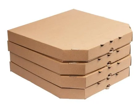 Packing boxes with pizza on a white background 写真素材