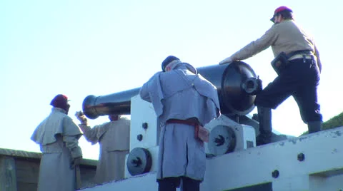 Packing the cannon Stock Footage 24446139
