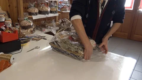 Packing Christmas gift box Stock Footage 144020899