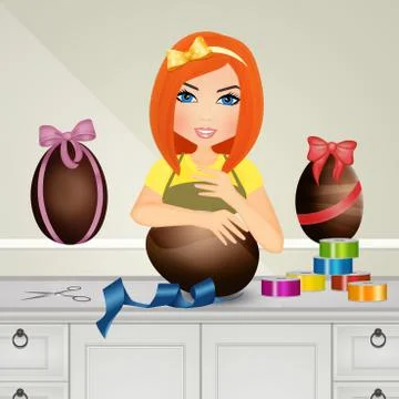 Packing Easter eggs Stock Illustration