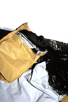 Packing envelope padded mailer bag opened and empty recycling shipping post.. Foto stock