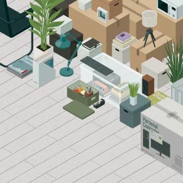 Packing for home relocation Stock Illustration