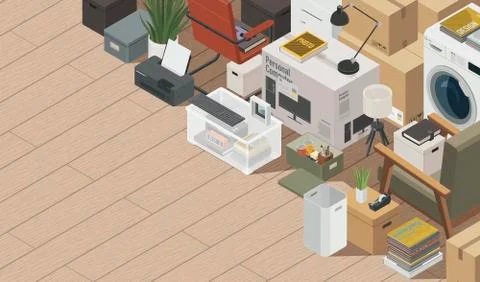 Packing for home relocation Stock Illustration
