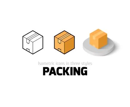 Packing icon in different style Illustrazione stock