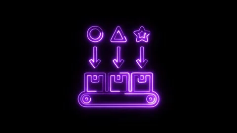 Packing Icon Isolated on Black Background, Box Wrap Neon Line Animation HD .. Stock Footage 324635095