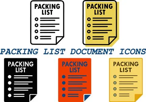 Packing list document delivery icon set Stock-Illustration
