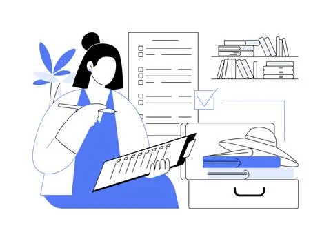 Packing list isolated cartoon vector illustrations. Ilustración de archivo