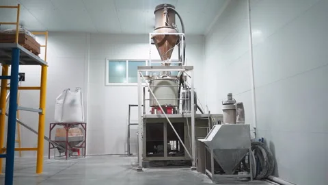 Packing machine equipment for plastic materials processing Stock Footage 304427187