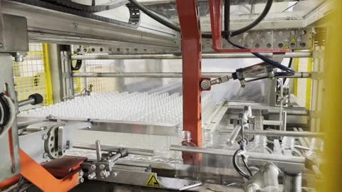 Packing machine, plastic bottles. Stock Footage 265788135