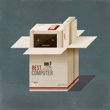 Packing an old computer Stock Illustration