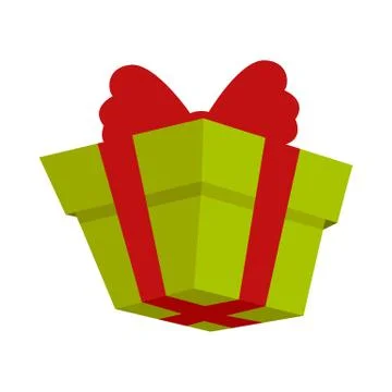 Packing Present Icon with Red Bow in Flat Style Stock Illustration