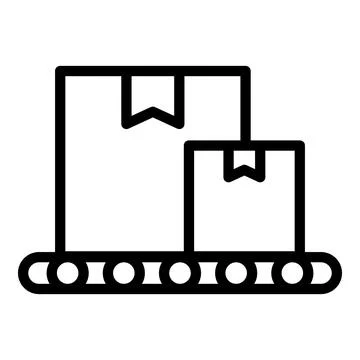 Packing process icon outline vector. Assembly conveyor Illustrazione stock