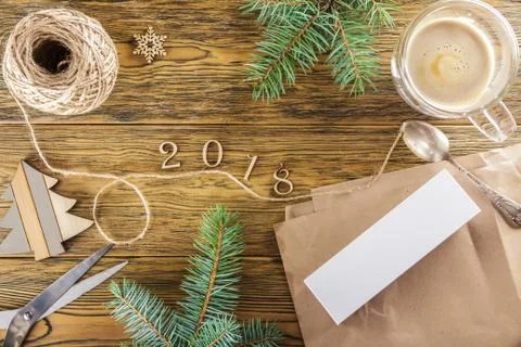 Packing a smartphone for a gift. The mess on the table. Place for text. The v Stock Photos
