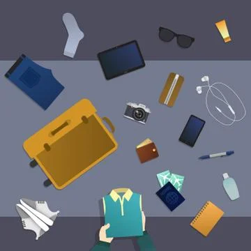 Packing stuff for travel. Stock Illustration