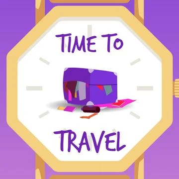 Packing suitcase full of clothes and documents, scattered stuff around, vector Stock Illustration