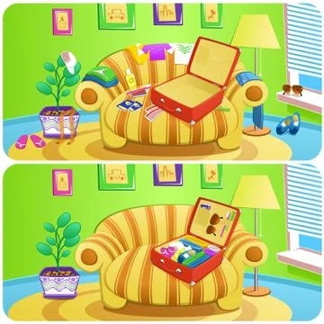 Packing suitcase for vacations Stock Illustration