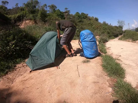 Packing tent time lapse Stock Footage 128163411
