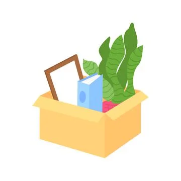 Packing things in box for moving semi flat color vector object 스톡 일러스트
