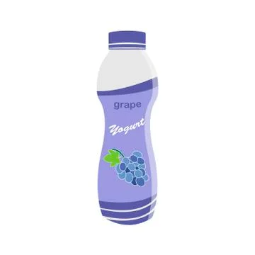 Packing yogurt with a teaspoon. Grape flavored yogurt. Vector illustration. Stock Illustration