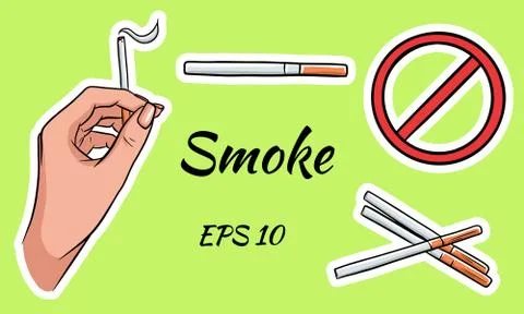 Packs of cigarettes in cartoon style. Vector Stock Illustration
