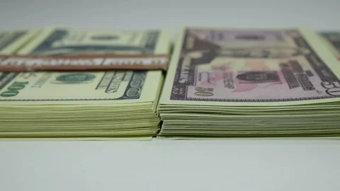 Packs of dollars on the table Stock-Footage 87415509
