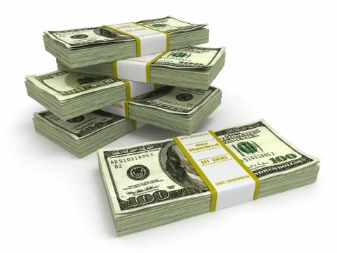 Packs of dollars on white background. Stock Illustration