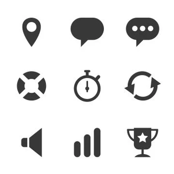 Packs icons User interface for mobile devices and web applications.black and Stock Illustration