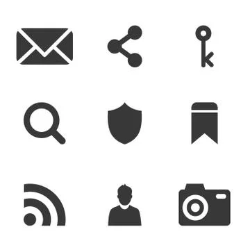 Packs icons User interface for mobile devices and web applications.black and Stock Illustration