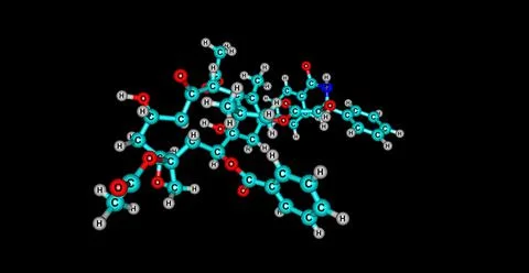 Paclitaxel molecular structure isolated on black Stock Illustration