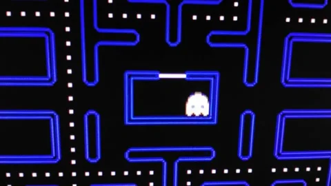 Pacman arcade video game. 4k pac-man arcade game Video stock 201841925