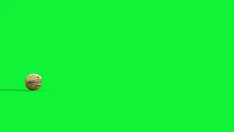 Pacman Evolution Green Screen Walks side 4K 3D Rendering Animation Stock Footage 132445423