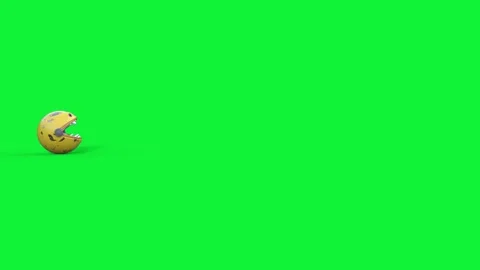 Pacman Evolution Green Screen Walks turn front 4K 3D Rendering Animation Stock Footage 132445454