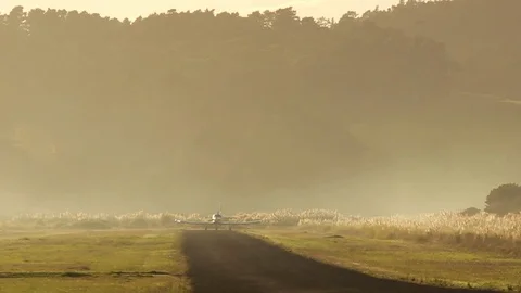 PACXL-750 Airplane Take Off Small Airfield New Zealand Slow Motion Stock Footage 101641883